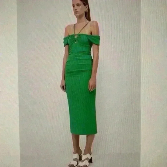 New Jonathan  Simkhai Meryl Midi Dress in Green, Size S Retails $275 - Picture 1 of 4